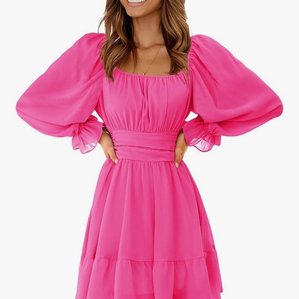 Chic Fuchsia Long Sleeve Dress